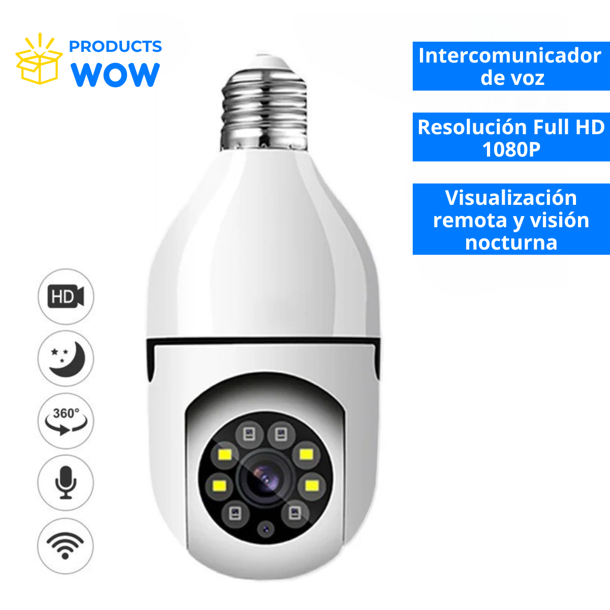 Foco Cámara Wifi de Seguridad 360°