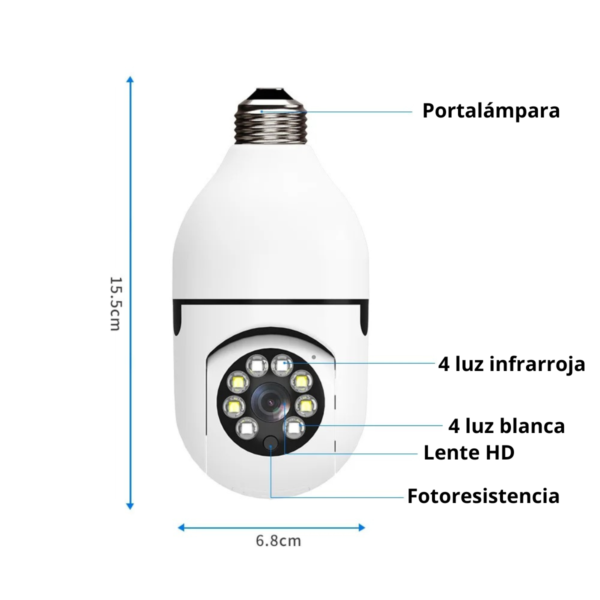 Foco Cámara Wifi de Seguridad 360°